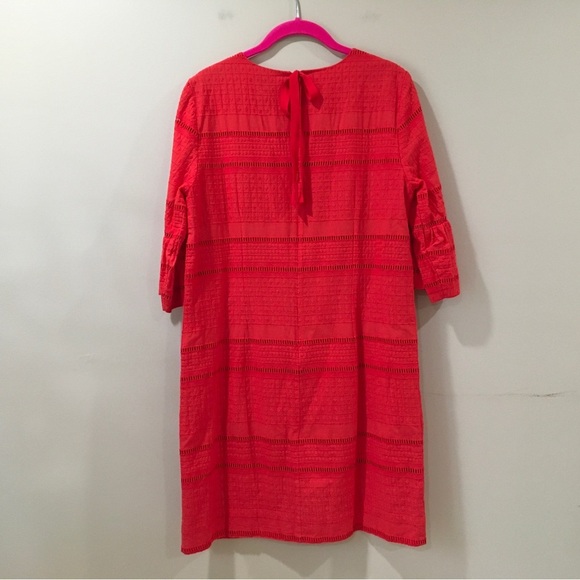 J. Crew shift dress Womens Flutter Sleeve Eyelet 100% Cotton Orange Size 6 G1269 - Picture 2 of 8